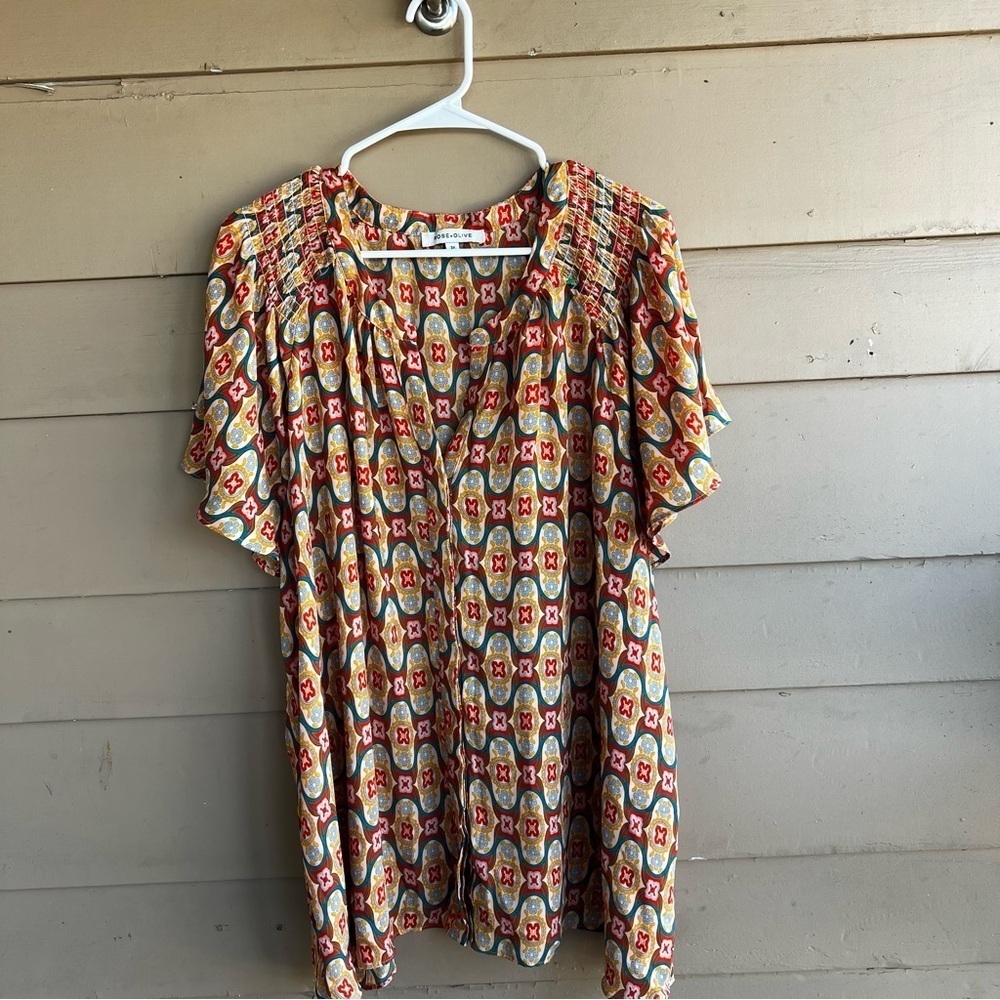 Rose + Olive Bohemian Short Sleeve Blouse Bundle (2 Tops) - 3x - Picture 10 of 11